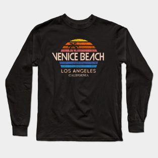 Venice Beach Vintage retro sun sunset stripes distressed 80s eighties Long Sleeve T-Shirt